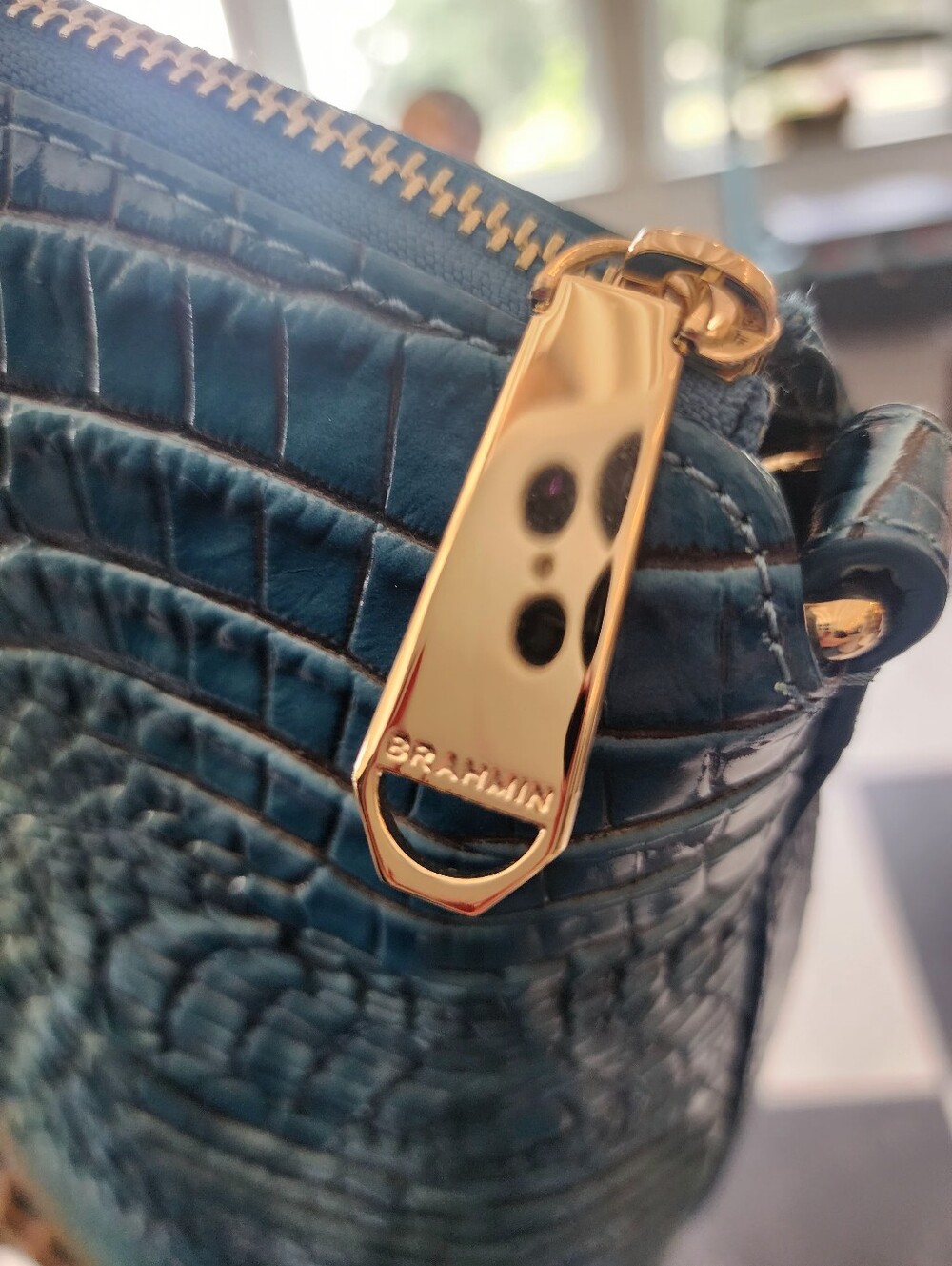 NWOT Brahmin Large Duxbury Satchel Bermuda Ombre Melbourne Croc-Embossed Leather - Picture 8 of 13